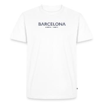 Spain City Coordinates - Barcelona - Men's Premium Organic T-Shirt - white - Front - Nico (187cm)