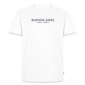 Coordonnées de la ville Argentine - Buenos Aires - T-shirt Premium bio Homme - blanc - Devant - Nico (187cm)