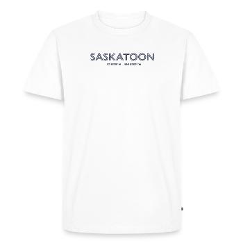Coordonnées de la ville de Canada - Saskatoon - T-shirt Premium bio Homme - blanc - Devant - Nico (187cm)
