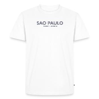 Brazil City Coordinates - Sao Paulo - Men's Premium Organic T-Shirt - white - Front - Nico (187cm)