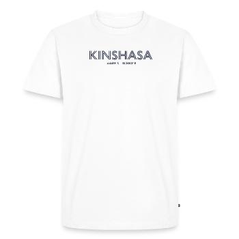 Coordonnées Congo City - Kinshasa - T-shirt Premium bio Homme - blanc - Devant - Nico (187cm)