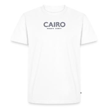 Coordonnées de la ville d’Égypte - Le Caire - T-shirt Premium bio Homme - blanc - Devant - Nico (187cm)