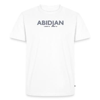 Coordonnées de la ville de Côte d’Ivoire - Abidjan - T-shirt Premium bio Homme - blanc - Devant - Nico (187cm)