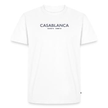 Morocco City Coordinates - Casablanca - Men's Premium Organic T-Shirt - white - Front - Nico (187cm)
