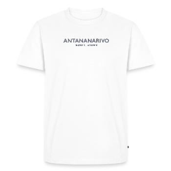 Coordonnées de la ville de Madagascar - Antananarivo - T-shirt Premium bio Homme - blanc - Devant - Nico (187cm)