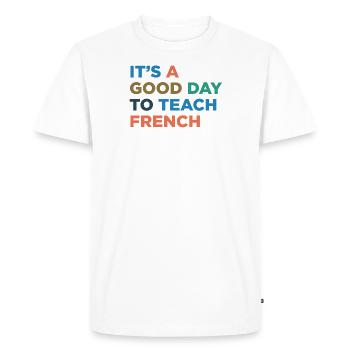 Enseigner Français enseignants - T-shirt Premium bio Homme - blanc - Devant - Nico (187cm)