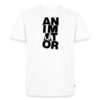 Animation métier - animateur - T-shirt Premium bio Homme - blanc - Devant - Nico (187cm)