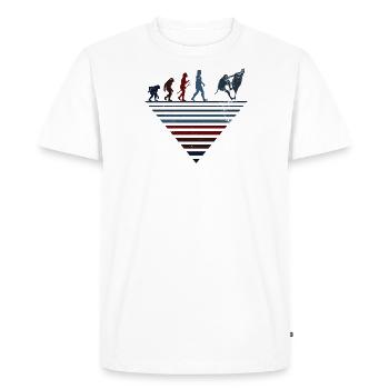 Evolution humaine - Escalade Vintage - T-shirt Premium bio Homme - blanc - Devant - Nico (187cm)