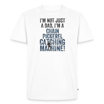 Daddy Catches - Poisson brochet chaîne - T-shirt Premium bio Homme - blanc - Devant - Nico (187cm)