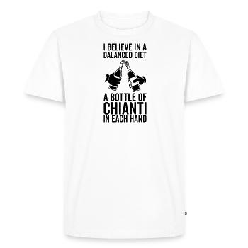 Balanced diet bottle Chianti lovers - Men's Premium Organic T-Shirt - white - Front - Nico (187cm)