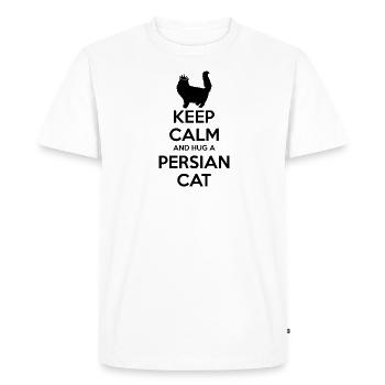 Keep Calm - Persian Cat Mom Father - Men's Premium Organic T-Shirt - white - Front - Nico (187cm)