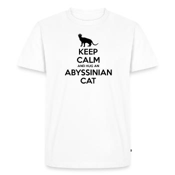 Stay calm - Abyssinian cat mom dad - Men's Premium Organic T-Shirt - white - Front - Nico (187cm)