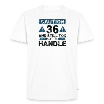 36 Too Hot to Act - 36th Birthday - Men's Premium Organic T-Shirt - white - Front - Nico (187cm)