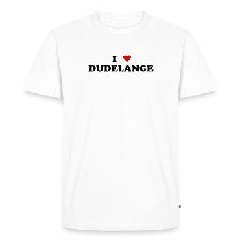 Coeur de la ville de Luxembourg - J’aime Dudelange - T-shirt Premium bio Homme - blanc - Devant - Nico (187cm)