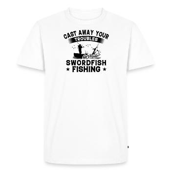 Throw Away - Fish Swordfish - Men's Premium Organic T-Shirt - white - Front - Nico (187cm)