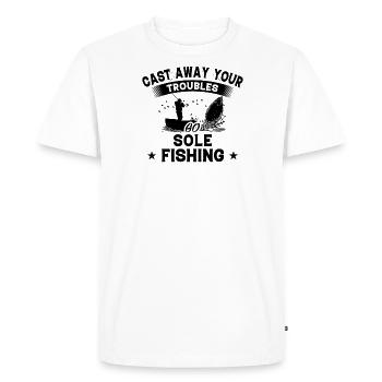 Throw Away - Fish Sole - Men's Premium Organic T-Shirt - white - Front - Nico (187cm)