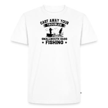 Pouring Away - Pêche à l’achigan petit poisson - T-shirt Premium bio Homme - blanc - Devant - Nico (187cm)