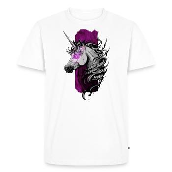 Enchanted Radiance : Licorne avec éclat rose - T-shirt Premium bio Homme - blanc - Devant - Nico (187cm)