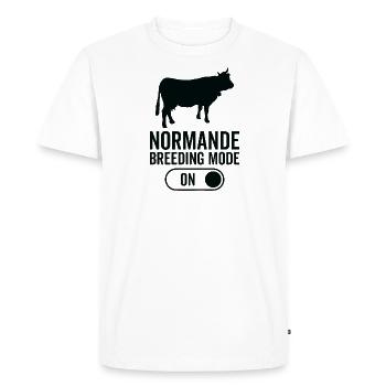 Mode d’élevage de vaches activé - Normande - T-shirt Premium bio Homme - blanc - Devant - Nico (187cm)