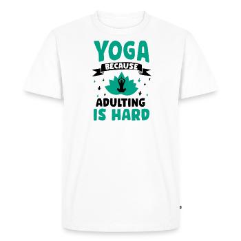 Moving in is hard - Tahirt Funny Yoga - Men's Premium Organic T-Shirt - white - Front - Nico (187cm)