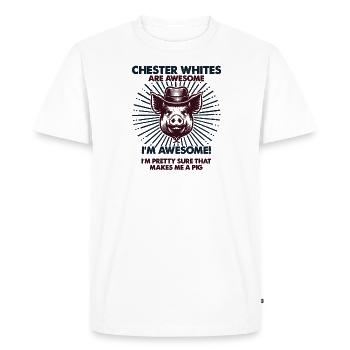 Cochon Papa Maman - Fermier Chester White - T-shirt Premium bio Homme - blanc - Devant - Nico (187cm)