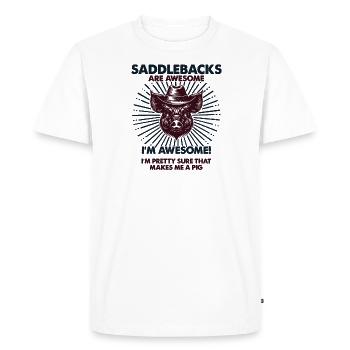 Cochon Papa Maman - Fermier Saddleback - T-shirt Premium bio Homme - blanc - Devant - Nico (187cm)