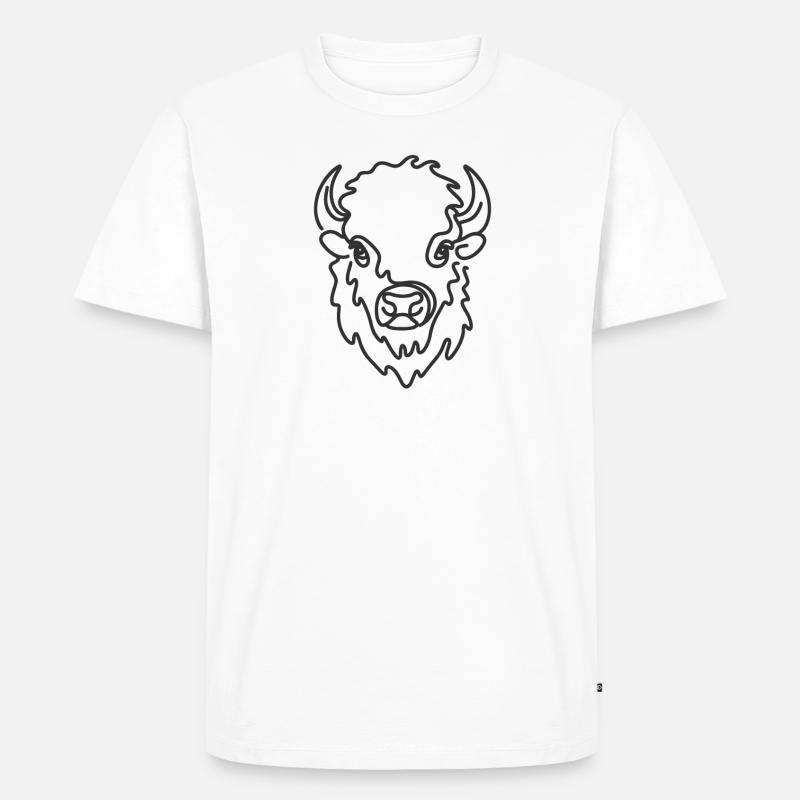 Linie Art Dad Mama - Bison - Männer Premium Bio T-Shirt - Weiß