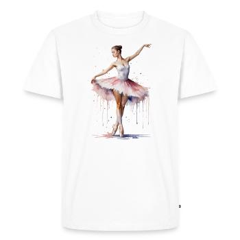 Ballerine Gracieuse - Aquarelle - T-shirt Premium bio Homme - blanc - Devant - Nico (187cm)