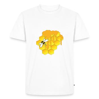 Abeille, nid d’abeille - T-shirt Premium bio Homme - blanc - Devant - Nico (187cm)