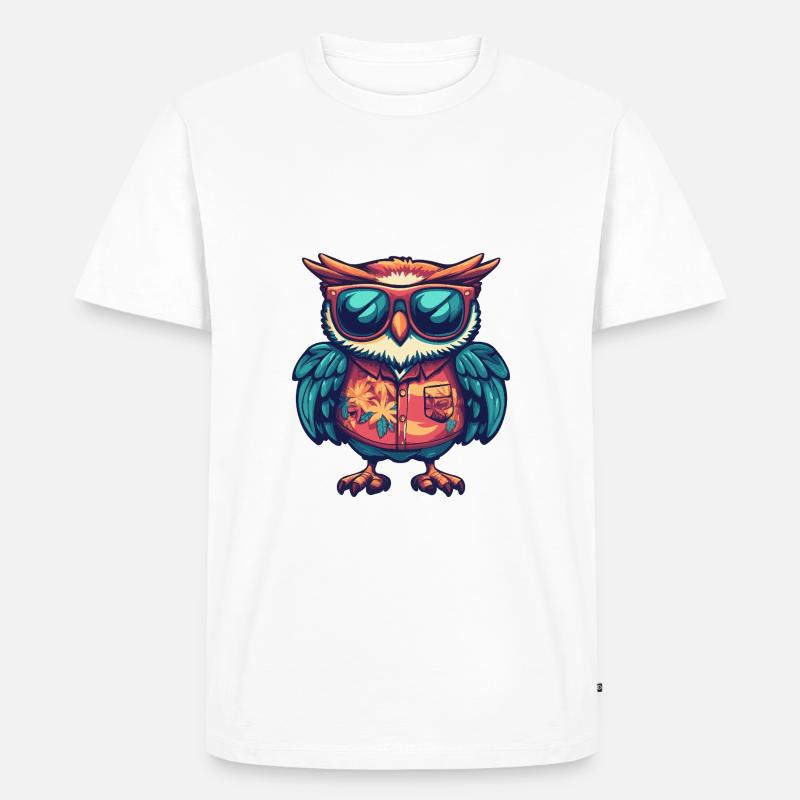 Eule Comic Urlaub - Männer Premium Bio T-Shirt - Weiß