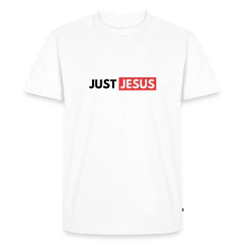 Just Jesus - Men's Premium Organic T-Shirt - white - Front - Nico (187cm)