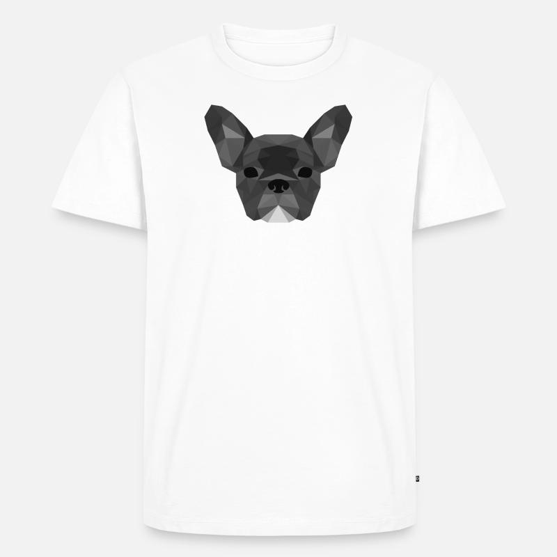 Low Poly Frenchie grey - Männer Premium Bio T-Shirt - Weiß