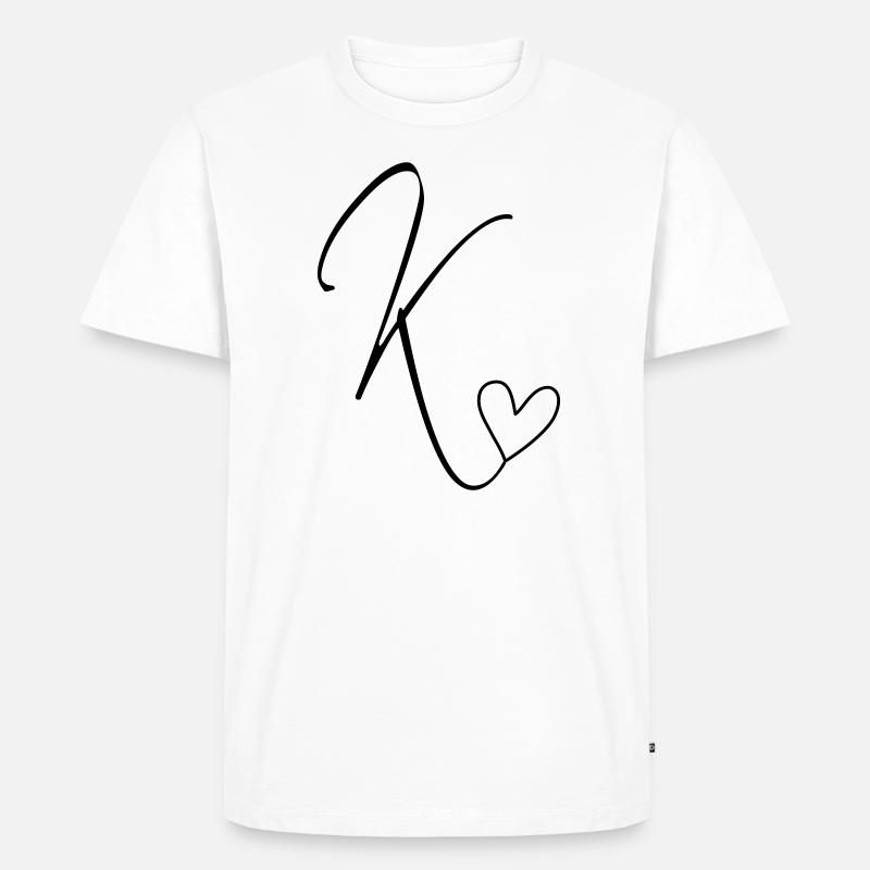 Buchstabe K Buchstabe-K Kalligrafie - Männer Premium Bio T-Shirt - Weiß