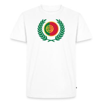 Portugal (drapeau et couronne de laurier) - T-shirt Premium bio Homme - blanc - Devant - Nico (187cm)