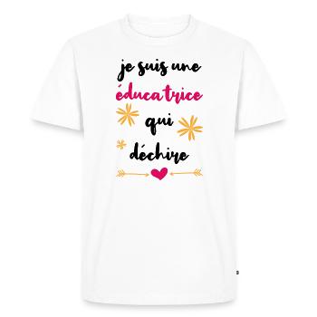 Je suis une éducatrice qui déchire retraite cadeau - T-shirt Premium bio Homme - blanc - Devant - Nico (187cm)