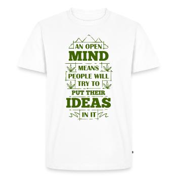 An Open Mind - Funny saying - Men's Premium Organic T-Shirt - white - Front - Nico (187cm)