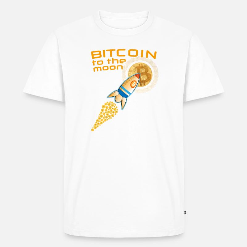 Fusee blue bitcoin moon - Männer Premium Bio T-Shirt - Weiß