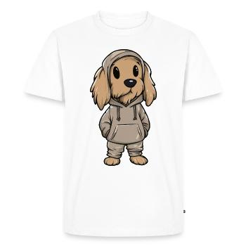 Chien de chasse afghan drôle - T-shirt Premium bio Homme - blanc - Devant - Nico (187cm)