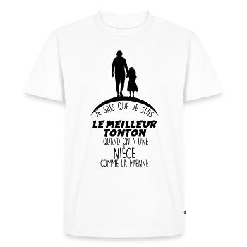 Tonton et niece Citation Tendre Pour Mon Oncle - T-shirt Premium bio Homme - blanc - Devant - Nico (187cm)