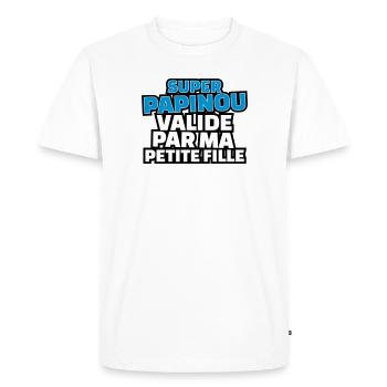super papinou validé par ma petite fille - T-shirt Premium bio Homme - blanc - Devant - Nico (187cm)
