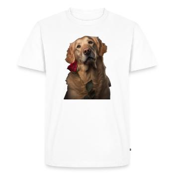 Golden Retriever Saint-Valentin - T-shirt Premium bio Homme - blanc - Devant - Nico (187cm)