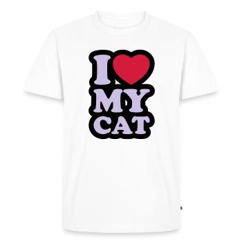 I love my cat - J'aime mon chat - T-shirt Premium bio Homme - blanc - Devant - Nico (187cm)
