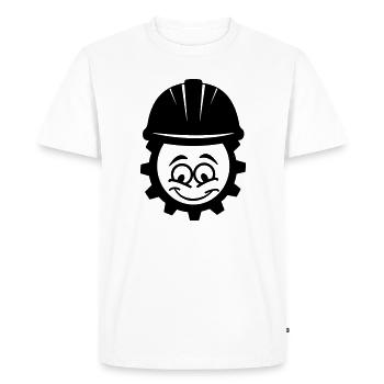 Mécanicien avec casque - T-shirt Premium bio Homme - blanc - Devant - Nico (187cm)