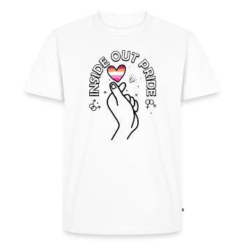 Stripped Pride Heart on Black - Men's Premium Organic T-Shirt - white - Front - Nico (187cm)