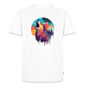 Wild wolf howling at the Moon - Men's Premium Organic T-Shirt - white - Front - Nico (187cm)