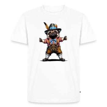 Pug dog Bayern - Men's Premium Organic T-Shirt - white - Front - Nico (187cm)