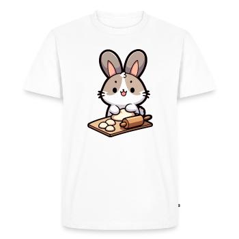 Bunny Baker : Le défriqueur de pâte - T-shirt Premium bio Homme - blanc - Devant - Nico (187cm)