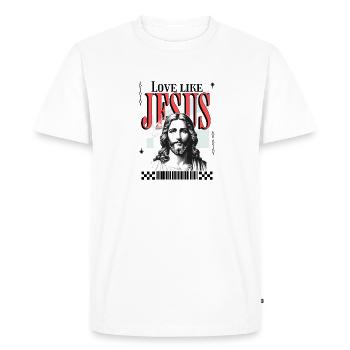 L’amour comme Jésus Streetwear Jesus Face - T-shirt Premium bio Homme - blanc - Devant - Nico (187cm)