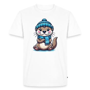 Loutre mignonne - T-shirt Premium bio Homme - blanc - Devant - Nico (187cm)