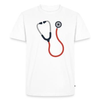 STETHOSCOOP ARTS ZIEKENHUIS - Mannen Premium Bio T-shirt - wit - Voor - Nico (187cm)